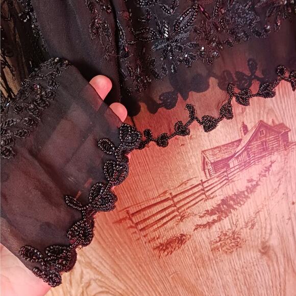 Vintage Scala Black Beaded Gothic Cardigan Size Medium - Picture 3 of 7